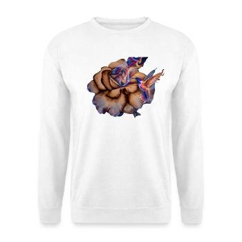 Retro-Kolibris und Rosenblüte - Unisex Pullover - Weiß - Vorne - Alina (178cm) & Michal (187cm)