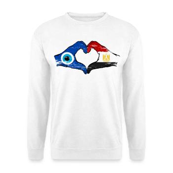 Ägypten Nazar Flagge Hände Herzform used - Unisex Pullover - Weiß - Vorne - Alina (178cm) & Michal (187cm)