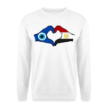 Ägypten Nazar Flagge Hände Herzform - Unisex Pullover - Weiß - Vorne - Alina (178cm) & Michal (187cm)