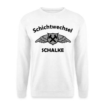Flügel Schild Hammer Emblem Schichtwechsel - Unisex Pullover - Weiß - Vorne - Alina (178cm) & Michal (187cm)