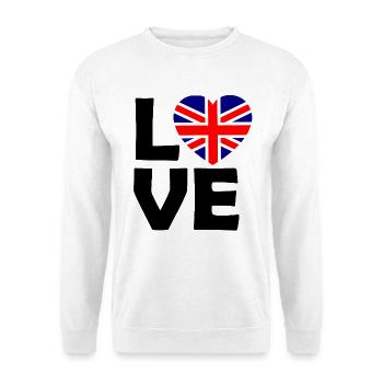 UK Flaggenherz - Unisex Pullover - Weiß - Vorne - Alina (178cm) & Michal (187cm)