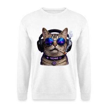 DropWild Loki Techno cat - Unisex Pullover - Weiß - Vorne - Alina (178cm) & Michal (187cm)