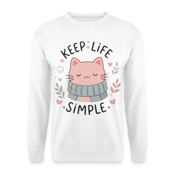 Süßer Katzenschal – einfaches Leben - Unisex Pullover - Weiß - Vorne - Alina (178cm) & Michal (187cm)