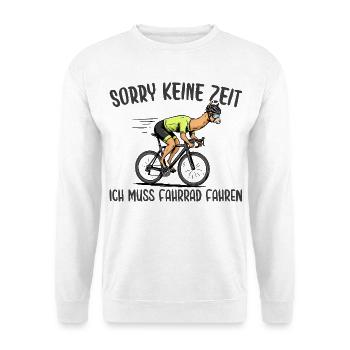 Radfahrer Lama Ich muss Fahrrad fahren - Unisex Pullover - Weiß - Vorne - Alina (178cm) & Michal (187cm)