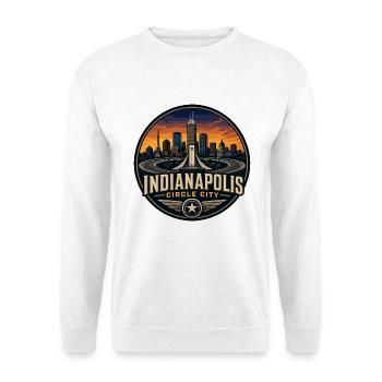 Indianapolis Circle City Vintage Denkmalabzeichen - Unisex Pullover - Weiß - Vorne - Alina (178cm) & Michal (187cm)
