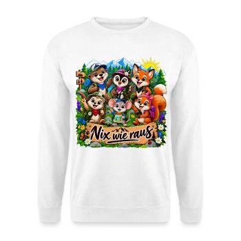 Waldtiere Outdoor - Unisex Pullover - Weiß - Vorne - Alina (178cm) & Michal (187cm)