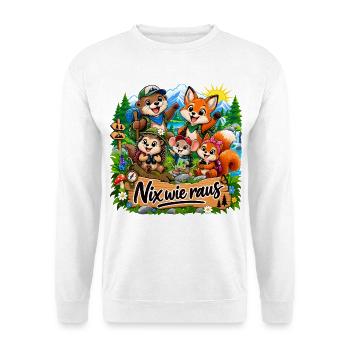 Raus in die Natur - Unisex Pullover - Weiß - Vorne - Alina (178cm) & Michal (187cm)