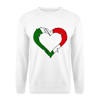 Italienflaggenherz zerkratzt - Unisex Pullover - Weiß - Vorne - Alina (178cm) & Michal (187cm)
