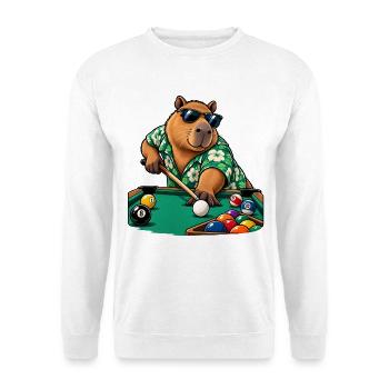 Süßes Capybara beim Billard - Unisex Pullover - Weiß - Vorne - Alina (178cm) & Michal (187cm)