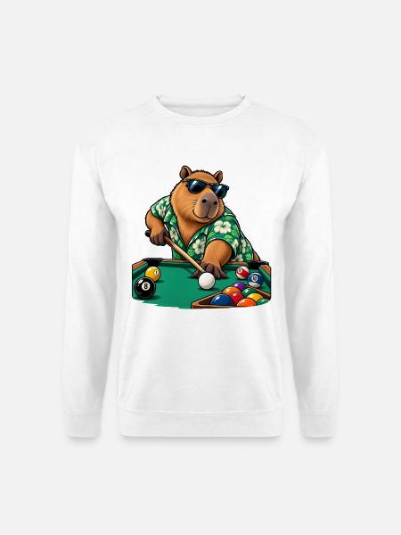 Süßes Capybara beim Billard - Unisex Pullover - Weiß
