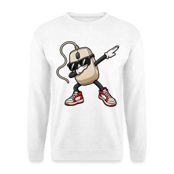Dabbing Retro Computermaus - Unisex Pullover - Weiß - Vorne - Alina (178cm) & Michal (187cm)