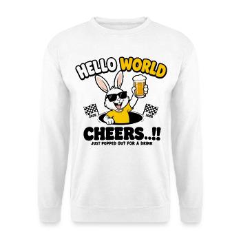 Hallo Welt Party Hase - Unisex Pullover - Weiß - Vorne - Alina (178cm) & Michal (187cm)