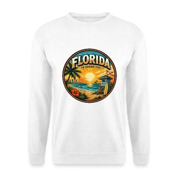 Florida Sunshine State Rettungsschwimmer Sunset Abzeichen - Unisex Pullover - Weiß - Vorne - Alina (178cm) & Michal (187cm)