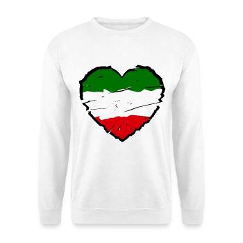 Herzflag Italien Grün Weiß Rot Verzerrt - Unisex Pullover - Weiß - Vorne - Alina (178cm) & Michal (187cm)