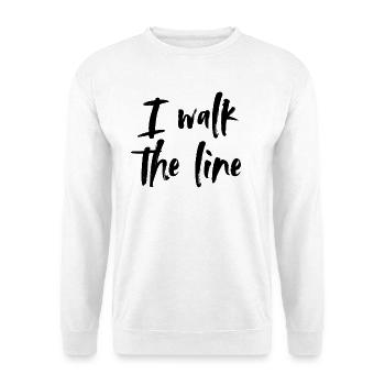I walk the line - Unisex Pullover - Weiß - Vorne - Alina (178cm) & Michal (187cm)