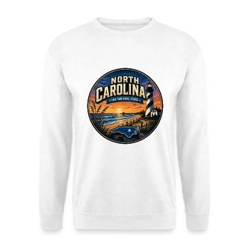 North Carolina Tar Heel State Leuchtturmabzeichen - Unisex Pullover - Weiß - Vorne - Alina (178cm) & Michal (187cm)