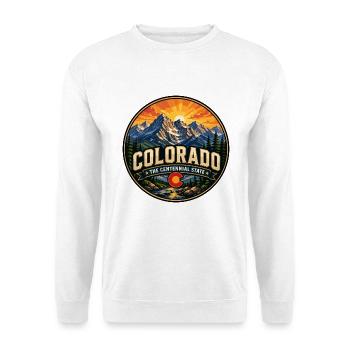 Colorado Centennial State Retro Mountain Abzeichen - Unisex Pullover - Weiß - Vorne - Alina (178cm) & Michal (187cm)