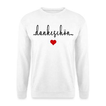Danke Dankeschön Herz - Unisex Pullover - Weiß - Vorne - Alina (178cm) & Michal (187cm)