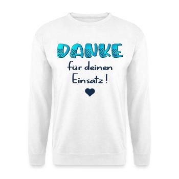 Danke für Einsatz - Unisex Pullover - Weiß - Vorne - Alina (178cm) & Michal (187cm)