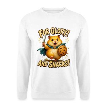 Hamster-Krieger für Ruhm und Snacks - Unisex Pullover - Weiß - Vorne - Alina (178cm) & Michal (187cm)