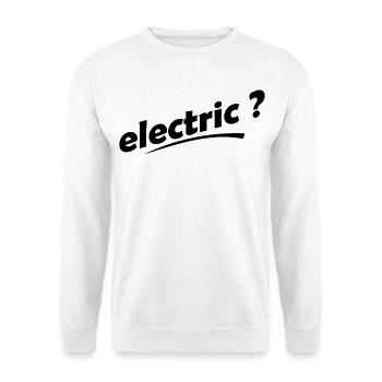 Elektrische Autos - Unisex Pullover - Weiß - Vorne - Alina (178cm) & Michal (187cm)