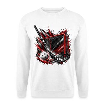 Floorball  , Floorballtor - Unisex Pullover - Weiß - Vorne - Alina (178cm) & Michal (187cm)
