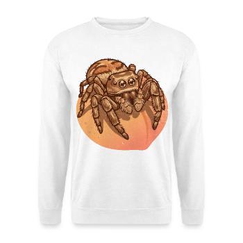 Spinne reitet Pfirsich - Unisex Pullover - Weiß - Vorne - Alina (178cm) & Michal (187cm)