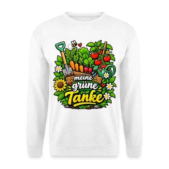 Meine grüne Tanke mein Garten - Unisex Pullover - Weiß - Vorne - Alina (178cm) & Michal (187cm)
