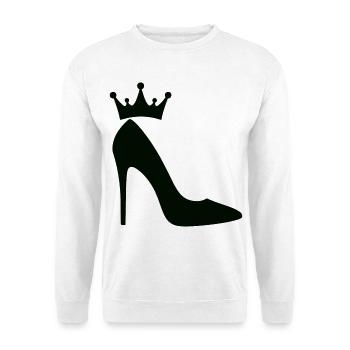High Heels mit Krone – Elegante Queen Silhouette - Unisex Pullover - Weiß - Vorne - Alina (178cm) & Michal (187cm)