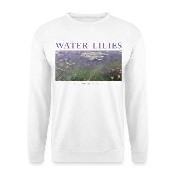 Seerosen Impressionismus Kunst Giverny - Unisex Pullover - Weiß - Vorne - Alina (178cm) & Michal (187cm)
