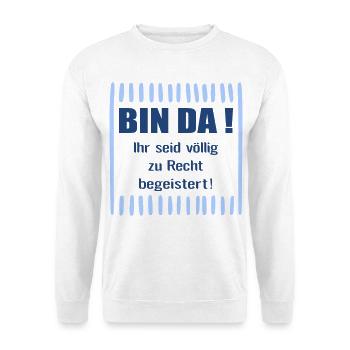 Bin da Begeisterung - Unisex Pullover - Weiß - Vorne - Alina (178cm) & Michal (187cm)