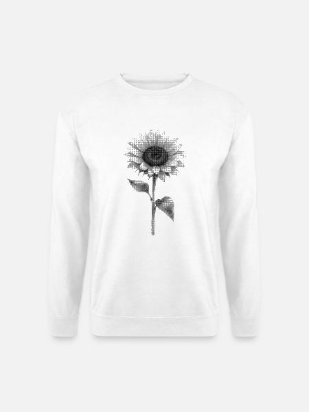 Graustufenblüte im Halbton-Bipmap-Effekt - Unisex Pullover - Weiß