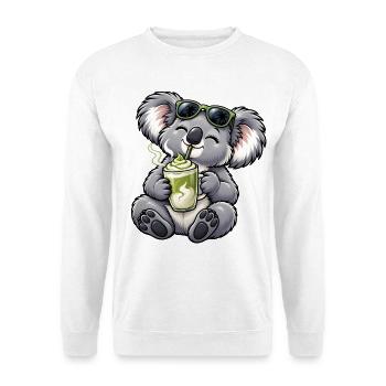 Süßer Koala mit Matcha Latte - Unisex Pullover - Weiß - Vorne - Alina (178cm) & Michal (187cm)
