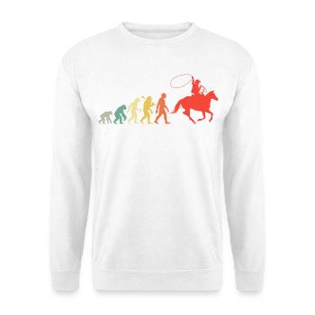 Cowboy Evolution Western Stil Wilder Westen Rodeo - Unisex Pullover - Weiß - Vorne - Alina (178cm) & Michal (187cm)