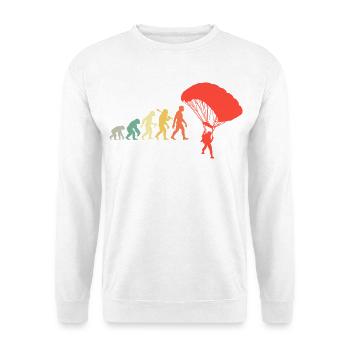 Fallschirmspringer Evolution Extremsport - Unisex Pullover - Weiß - Vorne - Alina (178cm) & Michal (187cm)