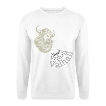 Valhalla Calling – Viking Warrior - Unisex Pullover - Weiß - Vorne - Alina (178cm) & Michal (187cm)