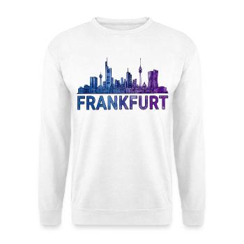 Frankfurt Stadt Skyline - Unisex Pullover - Weiß - Vorne - Alina (178cm) & Michal (187cm)