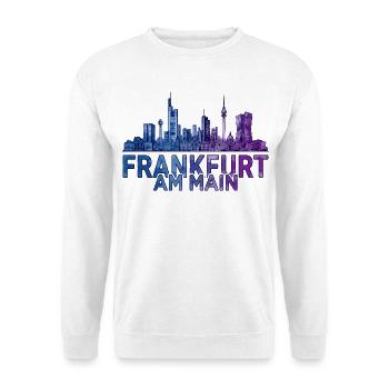 Frankfurt am Main Skyline - Unisex Pullover - Weiß - Vorne - Alina (178cm) & Michal (187cm)