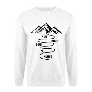 wanderer wandern - nur noch eine kurve  - Unisex Pullover - Weiß - Vorne - Alina (178cm) & Michal (187cm)