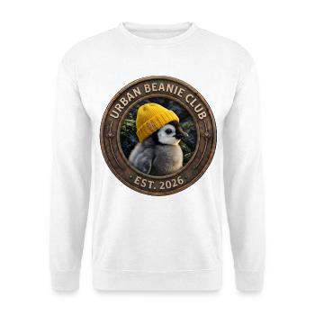 Urban Beanie Club - Baby Pinguin - Unisex Pullover - Weiß - Vorne - Alina (178cm) & Michal (187cm)