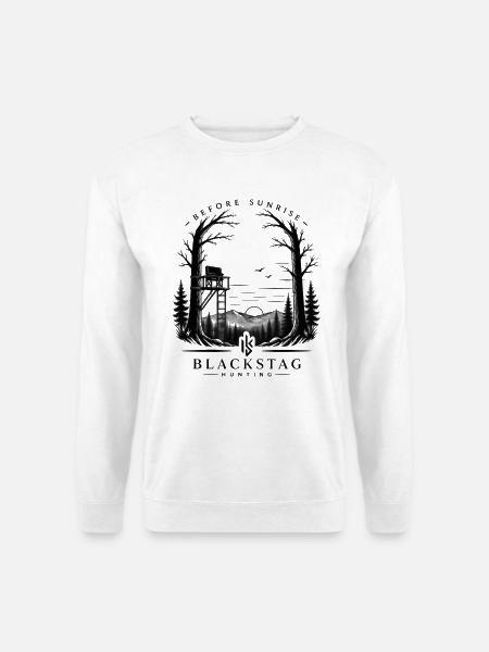 Nachtwald Silhouette mit Hochsitz - Unisex Pullover - Weiß