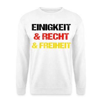 Einigkeit Recht Freiheit Schwarz Rot Gold - Unisex Pullover - Weiß - Vorne - Alina (178cm) & Michal (187cm)