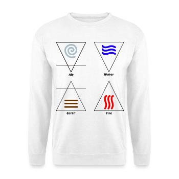 Die vier Elemente Alchemie Symbole Wicca - Unisex Pullover - Weiß - Vorne - Alina (178cm) & Michal (187cm)