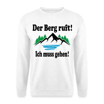 Der Berg ruft Wandern In die Berge gehen steigen - Unisex Pullover - Weiß - Vorne - Alina (178cm) & Michal (187cm)
