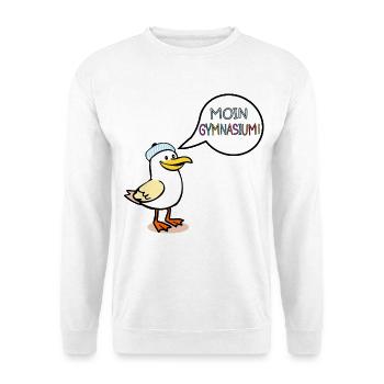 MÖWE GYMNASIUM - Unisex Pullover - Weiß - Vorne - Alina (178cm) & Michal (187cm)
