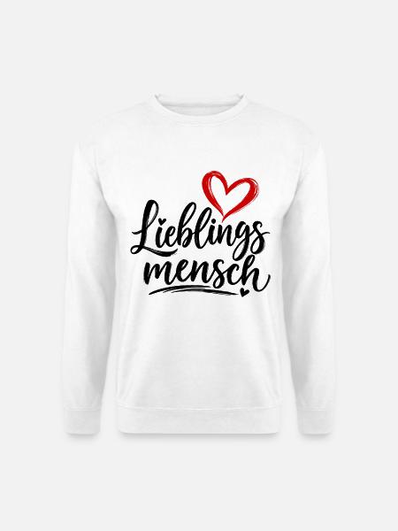 Herz-Pinselstrich mit Kalligrafie - Unisex Pullover - Weiß