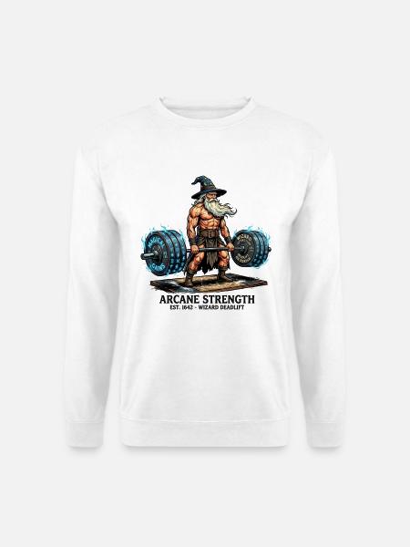 Zauberer-Kreuzheben – Arkane Kraft-Arena - Unisex Pullover - Weiß