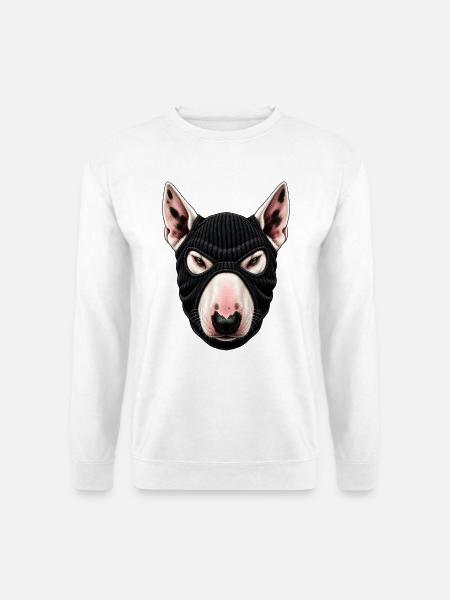 Böser Bull Terrier mit Sturmhaube - Unisex Pullover - Weiß