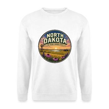 North Dakota Peace Garden State Retro-Abzeichen - Unisex Pullover - Weiß - Vorne - Alina (178cm) & Michal (187cm)