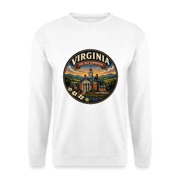 Virginia Old Dominion Retro Capitol Mansion-Abzeichen - Unisex Pullover - Weiß - Vorne - Alina (178cm) & Michal (187cm)